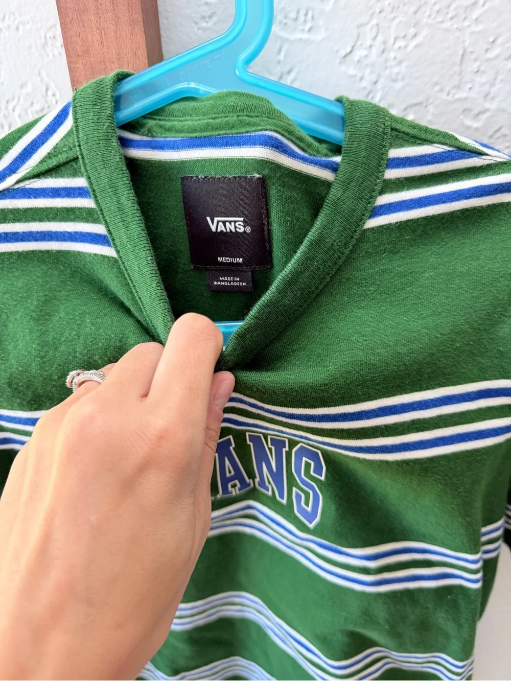 Vans Green Striped Logo Short-Sleeve Tee